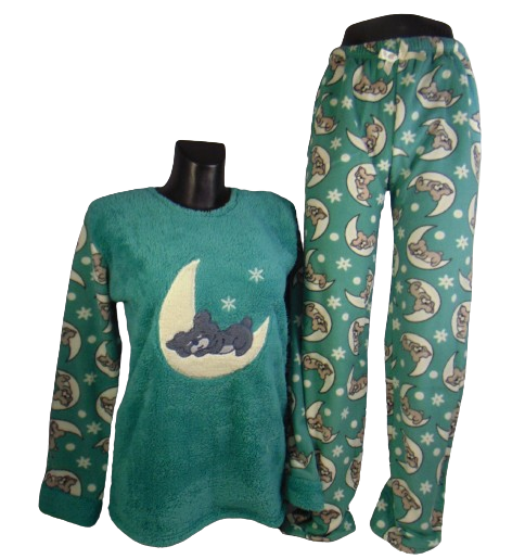 Жіноча піжама фліс і махра Pija port 3011 S зелена