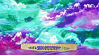 Ткань вискоза цвет бирюзово-фиолетовый "Неоновое небо"