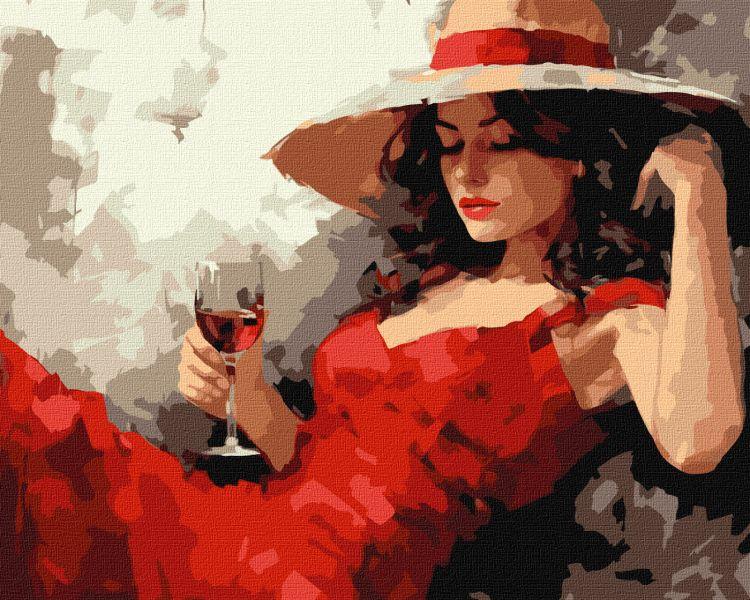 Картина за номерами Дівчина в капелюсі art_selena_ua 40х50 Ідейка (KHO8358)