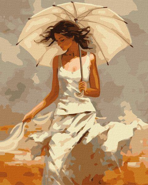 Картина за номерами Дівчина з парасолькою art_selena_ua 40х50 Ідейка (KHO8365)