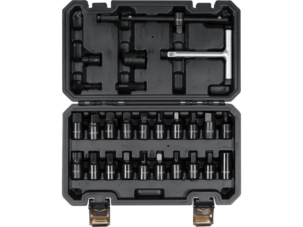 Торцеві насадки для відкручування оливозливних пробок 3/8" YATO 26 шт. у кейсі
