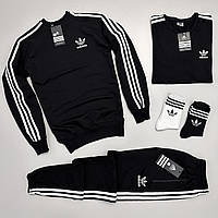 Комплект мужской спортивный adidas / Свитшот штаны футболка +носки в подарок / Демисезонный, трикотаж двунитка