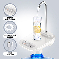 Помпа для воды электрическая с подставкой USB Water Pump аккумуляторная, диспенсер на бутыль White PLC