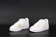 Жіночі кросівки Nike Air Force White Взуття Найк Аір Форс білі шкіряні низькі повсякденні демісезон, фото 5