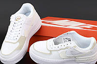 Женские кроссовки Nike Air Force White Кеды Найк Аир Форс белые низкие кожаные повседневные демисезон