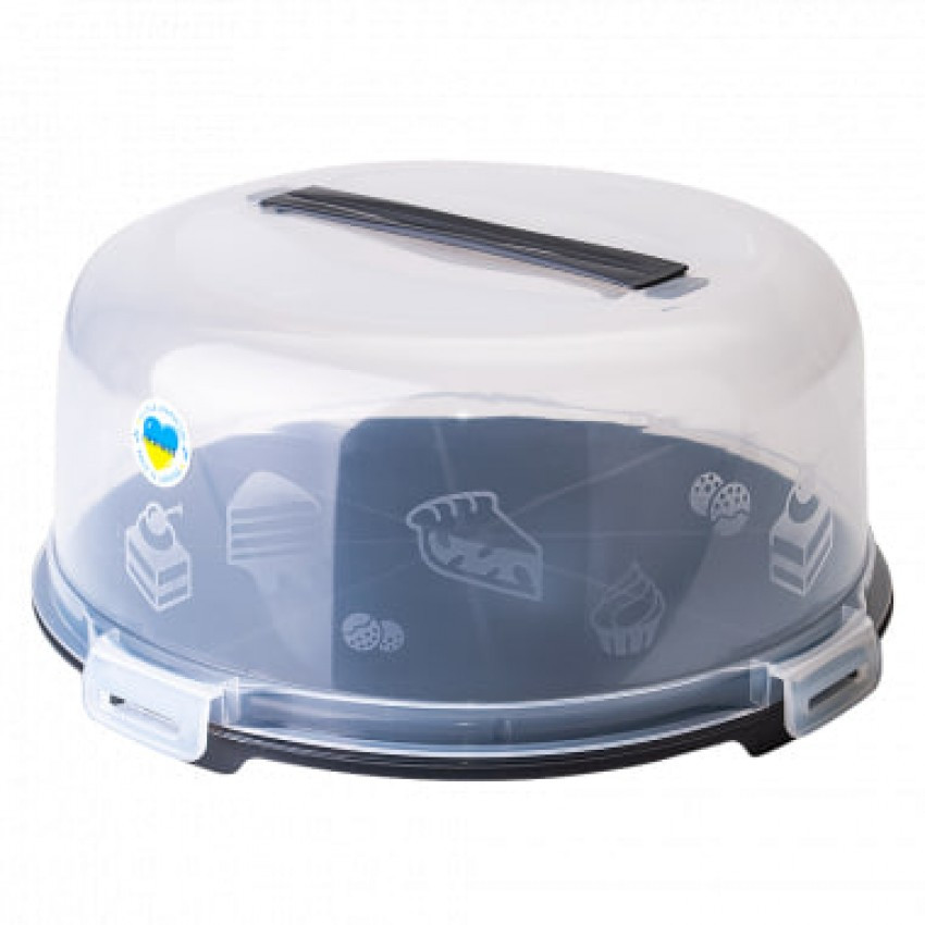 Тортівниця з кришкою 34 х 15 см Алеана 169056 граніт/прозора, фото 1