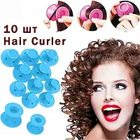 Бігуді Magic Curler "Грибочки" силіконові, набір 10 шт., , блакитні