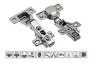 Завіса меблева накладна GTV ZP-COCA450-BE-F без пружини планка H=0