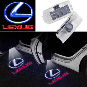 Проектор підсвічування логотипу для дверей LEXUS (RX, GX, LS, LX, IS, GS, RC, UX) -  Синій Лого + Красний Напис