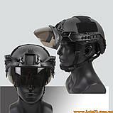 Балістичні окуляри на шолом FAST захисні фліп окуляри VULPO FLIP забрало візор для шолома ФАСТ MICH маска захисит на каску FAST, фото 6
