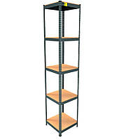 Складський металевий стелаж Emby Light Series (розмір 2400х450x450) 5 полиць ДСП до 100кг Чорний