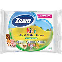 Вологий туалетний папір "Zewa" Kids moist, білий, 42 шт