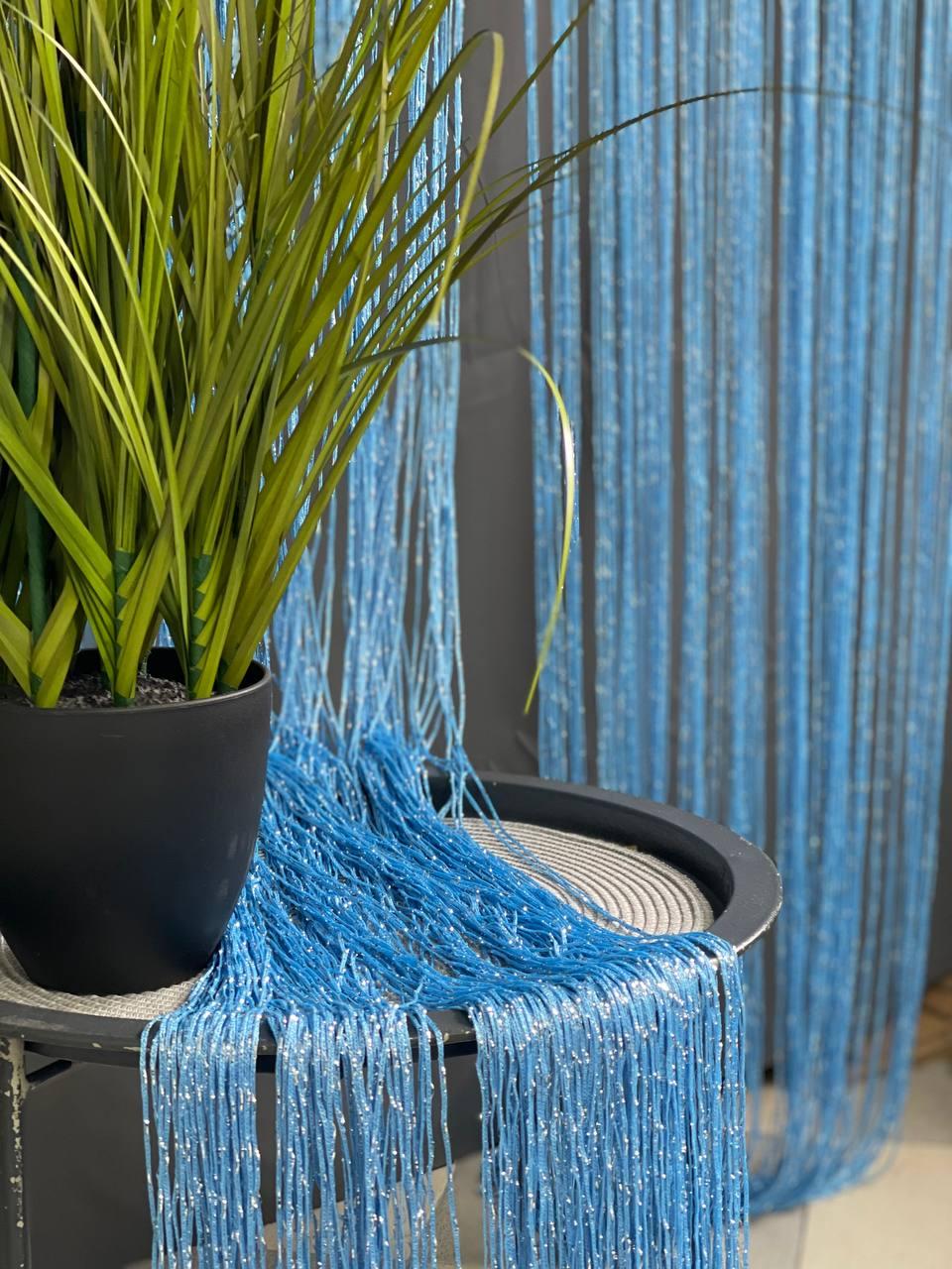 Тюль Нитка з люверсом, висота 3м, колір - голубий