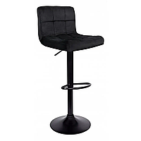 Барный стул со спинкой Bonro B-0106 черный велюр с черным основанием