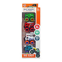 Набор игрушечных машинок JM52243, 4 машинки в наборе, коробка 9,8*5,5*32,5см. (Красно-зеленый)