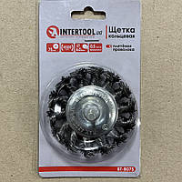 Щетка кольцевая 75 мм для дрели, 1/4" (пучки витой проволоки) INTERTOOL BT-8075