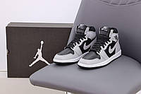 Чоловічі кросівки Nike Air Jordan Retro 1 Shadow Black White Grey (чорно-сірі) високі спортивні Y14015