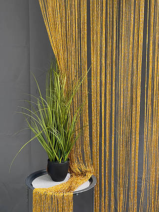 Тюль Нитка з люверсом, висота 3м, колір - горчичний., фото 1