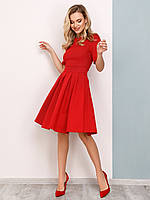Красное фактурное платье-татьянка с короткими рукавами, размер XL