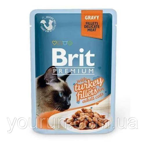 Brit Premium Cat pouch - філе лосося в соусі для дорослих стерилізованих котів та котів (пауч) 85 гр, фото 1