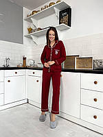 Женский домашний пижамный комплект Виктория Сикрет хлопковая рубашка с пуговицами,брюки бренд пижама для сна