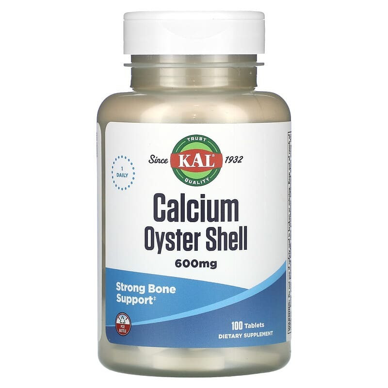 Кальцій із шкаралупи устриць KAL "Calcium Oyster Shell" 600 мг (100 таблеток), фото 1