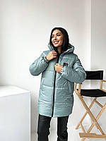 Женская теплая зимняя куртка фисташкового цвета 25514 N 42/44