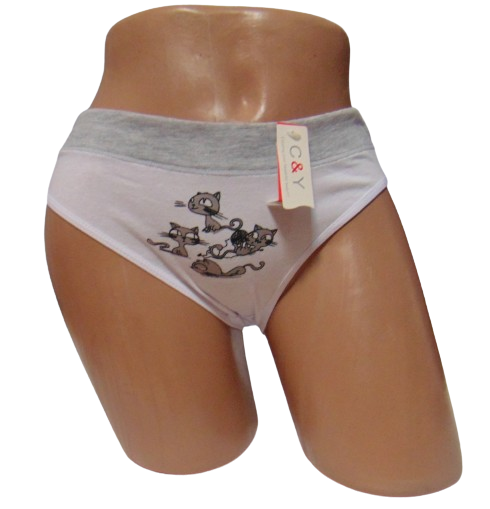 Трусики з кішечками CY 3204 2XL-3XL білі
