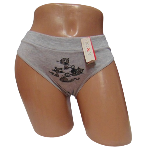 Трусики з кішечками CY 3204 2XL-3XL сірі