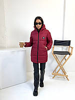 Женская теплая зимняя куртка бордового цвета 25515 N 46/48