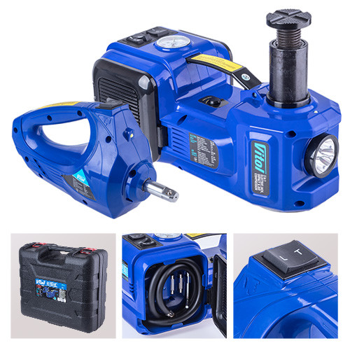 Набір 3 в 1 домкрат електрогідравлічний 2т + компресор 12В, 10А, 35л/хв + гайковерт 12В, 480Nm