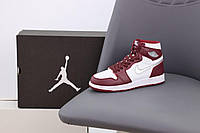 Женские кроссовки Nike Air Jordan 1 Retro High Bordo White (бордовые с белым) высокие спортивные кроссы Y14133