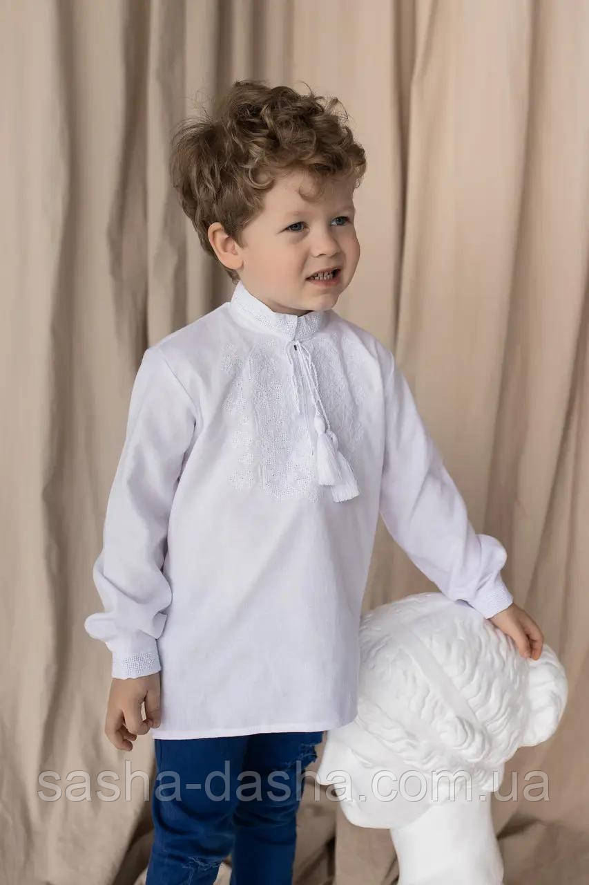 Вишиванка, вишита рубашка для хлопчика біла по білому