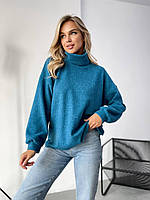 Мягкий женский свитер из ангоры цвета морская волна 25563 АА 46/48
