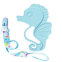 Силиконовый прорезыватель игрушка 2Life Морской конёк Y5 для зубов ребёнка и держатель Голубой n-11620