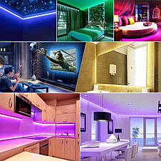 LED стрічка RGB 5050 5м з Bluetooth, керування через телефон, usb 5V, фото 3