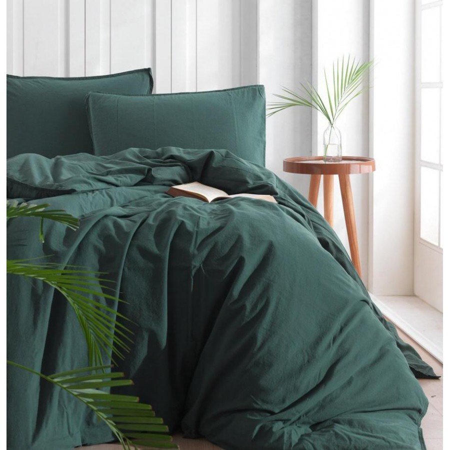 Комплект постільної білизни SoundSleep Stonewash Adriatic євро dark green зелений