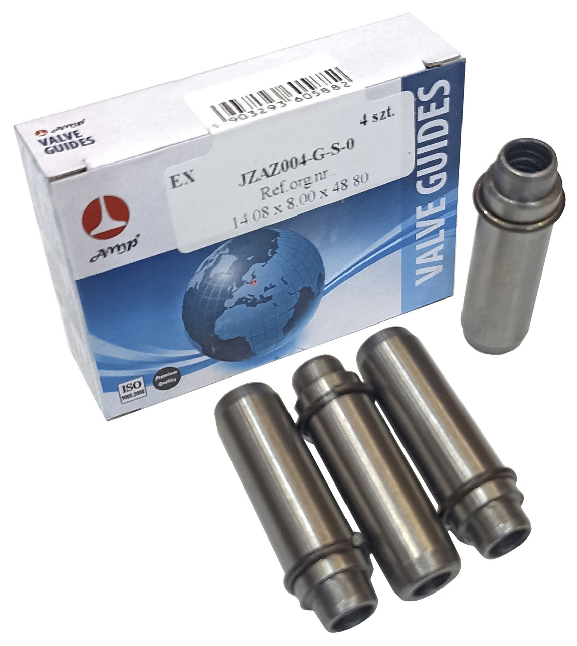 Комплект втулок клапана (напрямна) ЗАЗ 1102 Таврия АМР JZAZ004-G-S-0 (4шт/14.075х7.985х48.8) чавун, випуск, (розгорнута),, фото 1
