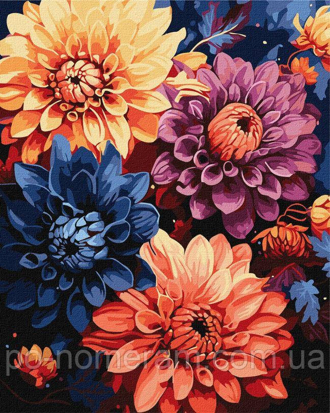 Картина за номерами Ідейка Барвисті жоржини ©art_selena_ua (KHO3248) 40 х 50 см
