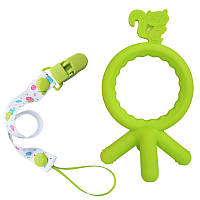 Силиконовый прорезыватель-игрушка 2Life Белка на колесе Y7 для зубов ребенка и держатель Зеленый v-11626