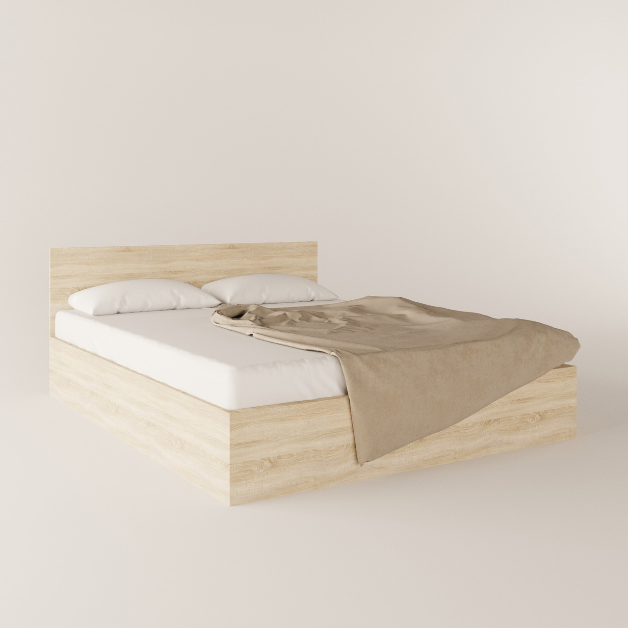 Двоспальне ліжко + дерев'яна основа з ламелями КР-160 Дуб Сонома 750х2032х1644 мм