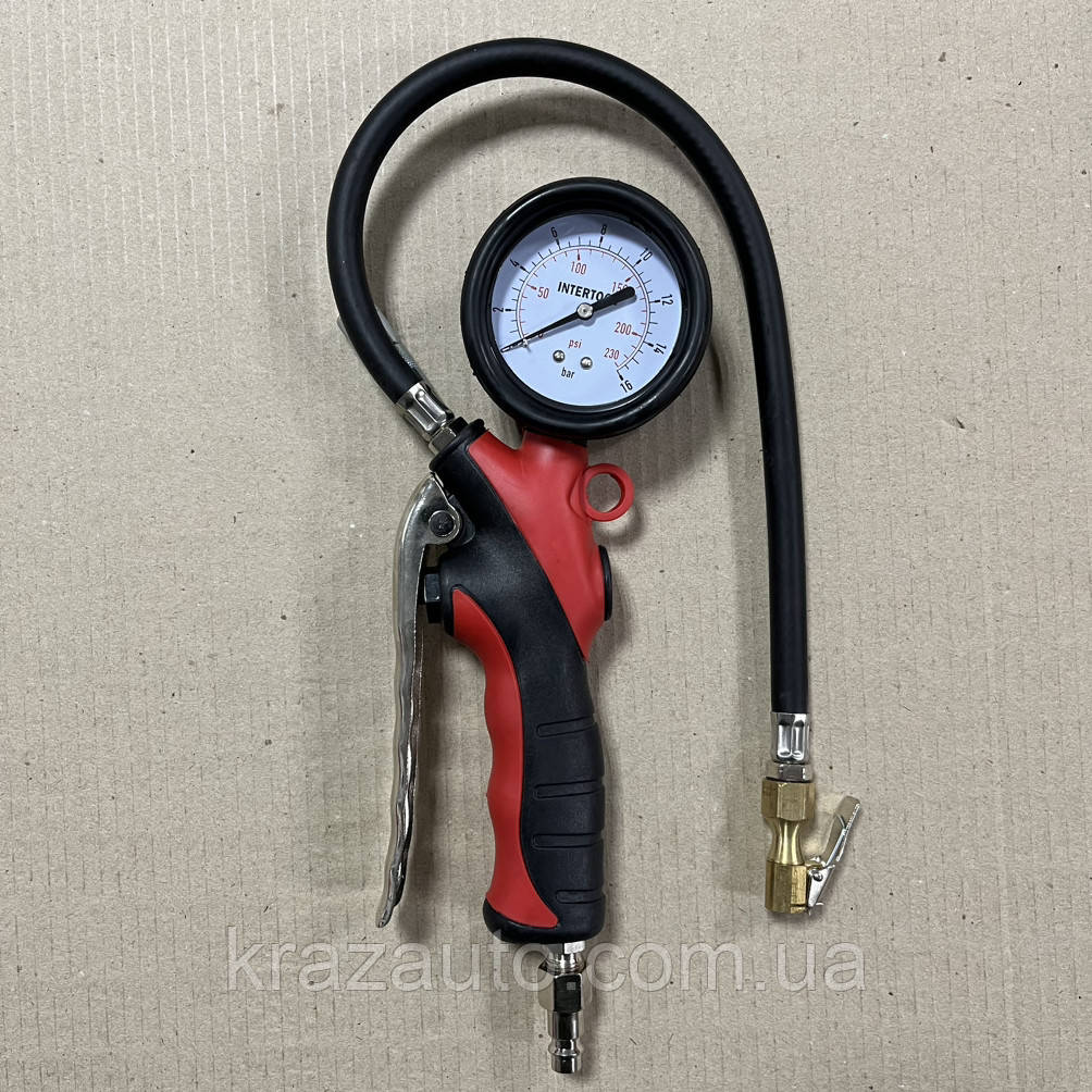 Пістолет для підкачування шин із манометром професійний INTERTOOL PT-0520, фото 1