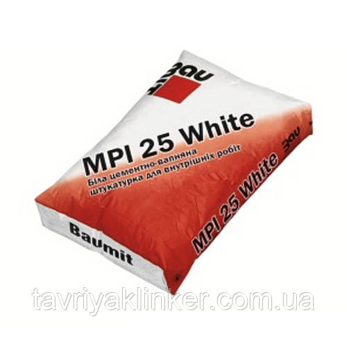 Ланцюгово-вапняна штукатурка MPI-25 White для внутрішніх робіт, 25 кг, фото 1