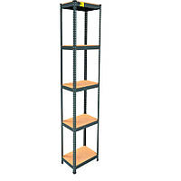 Складський металевий стелаж Emby Light Series (розмір 2400х450x300мм) 5 полиць ДСП до 100кг Чорний