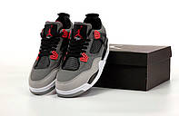 Мужские кроссовки Nike Air Jordan 4 Retro Infrared Обувь Найк Аир Джордан 4 серые кожа текстиль демисезон