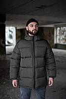 Мужская зимняя куртка оверсайз Heat до -25*С теплая хаки | Мужской пуховик зимний с капюшоном (N)