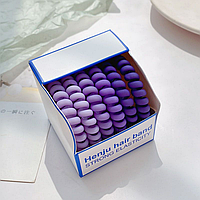 Набір повнорозмірних матових резинок-пружинок в коробці (відтінки фіолетового)