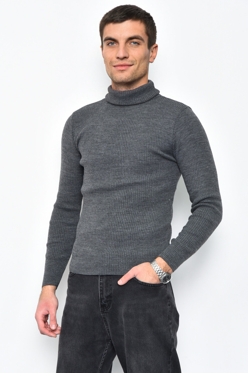 Гольф чоловічий темно-сірого кольору акриловий р.M 169937P, фото 1