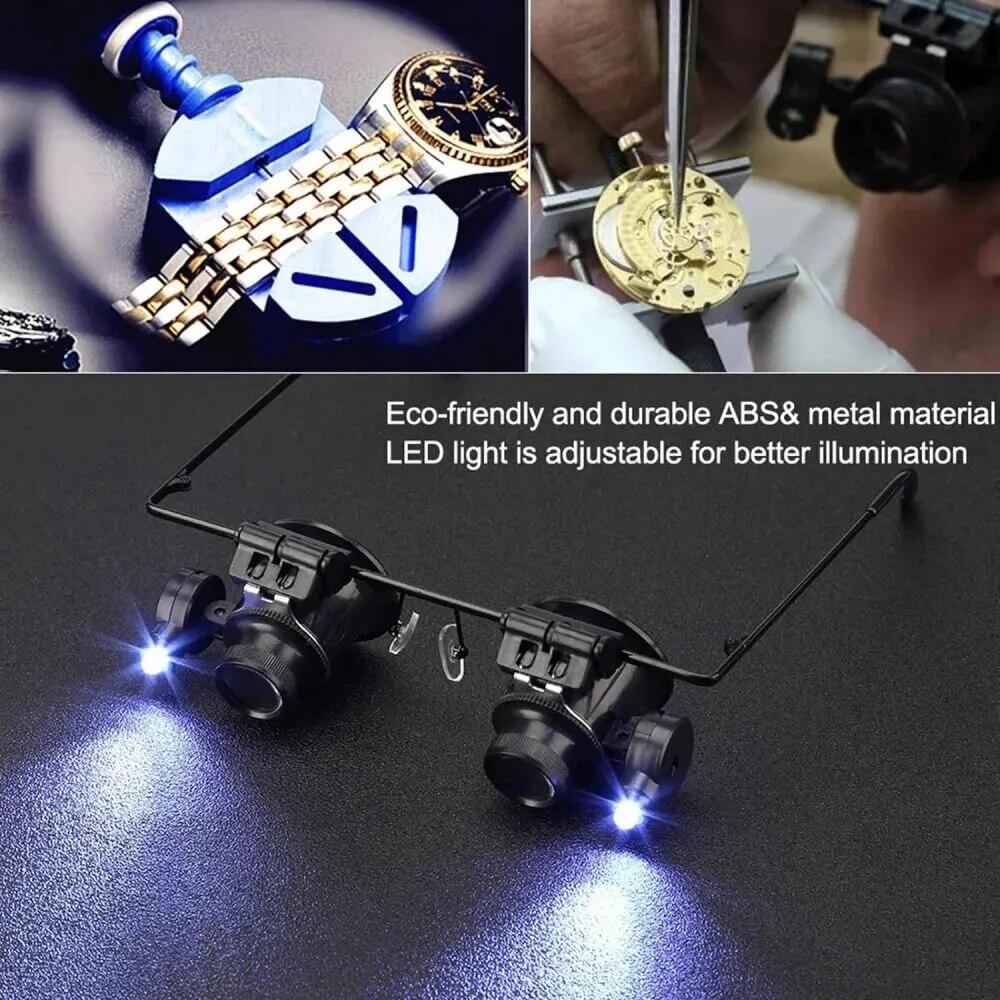 Триразова бінокулярна головна лупа, мікроскоп з LED-підсвіткою "Eagle Magnifier" 8-23Х