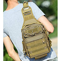 Качественная тактическая сумка, укрепленная мужская сумка рюкзак тактическая слинг. Цвет: койот VE-33